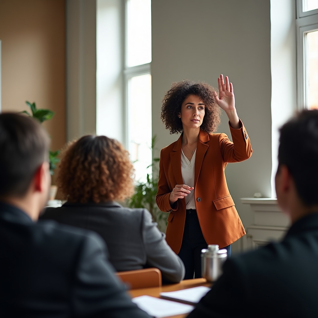 Partecipante che pratica come dire no durante un workshop